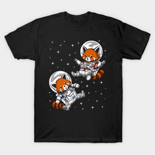 Red Panda Bear Space Astronaut T-Shirt